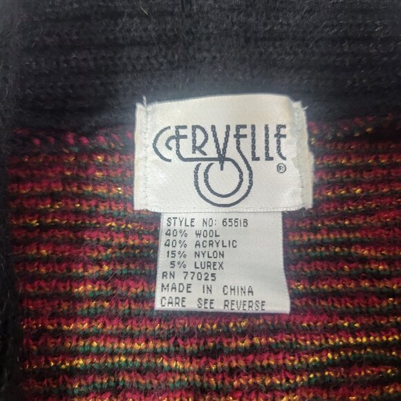 Cervelle Boho Cardigan Sweater Coat Button Up Front Vintage XL Maroon Gold Green - Picture 7 of 8